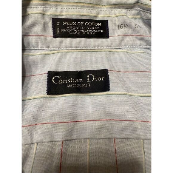 Vintage Christian Dior Shirt Button Down Plus De Coton Made In USA Men’s 16 1/2 - Picture 4 of 6